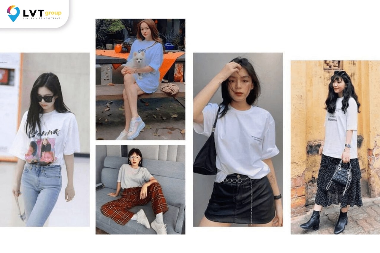 Áo phông có thể phối với nhiều loại quần, váy tạo sự đa dạng trong trang phục
