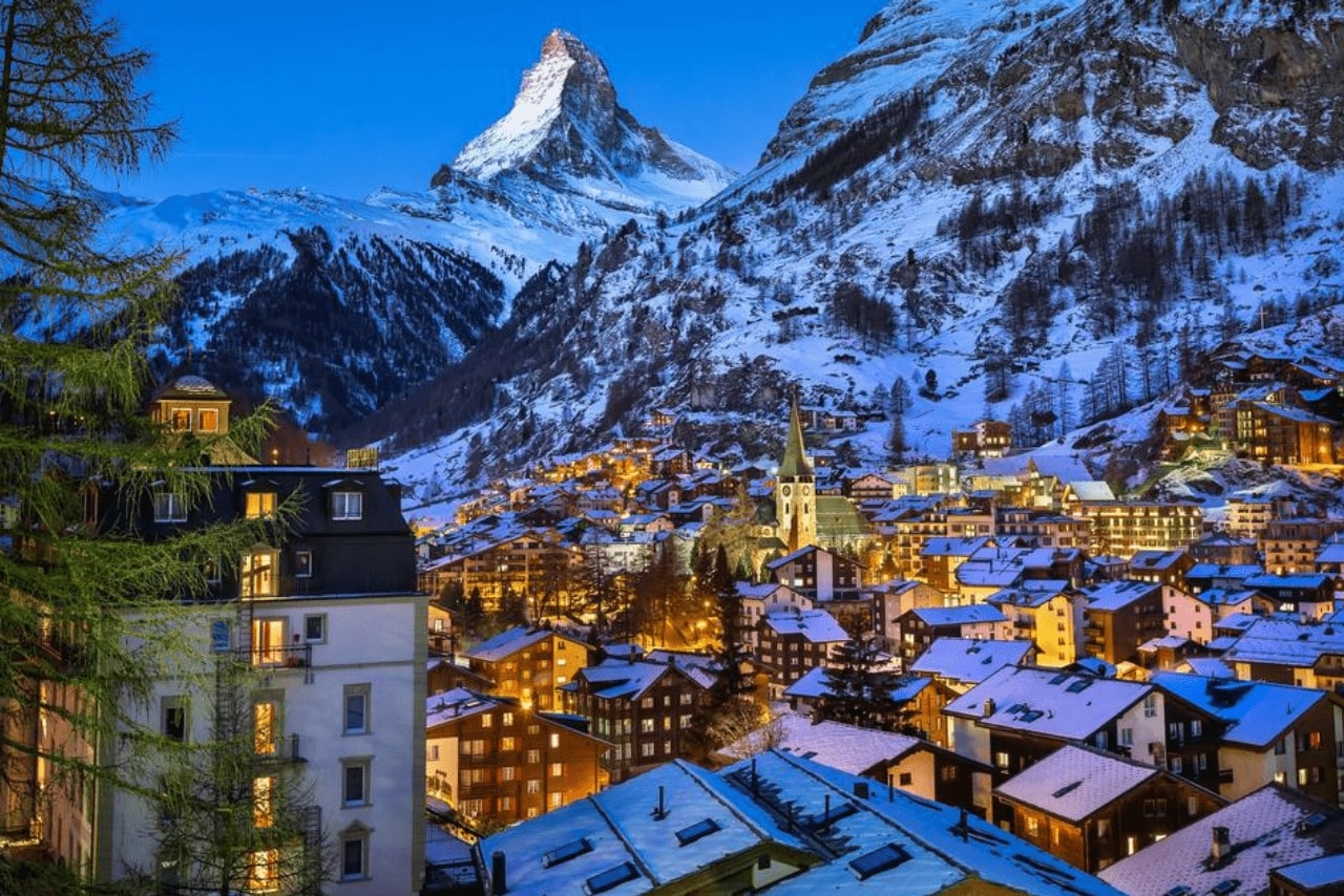Thị trấn Zermatt ấm cúng và lãng mạn vào mùa đông