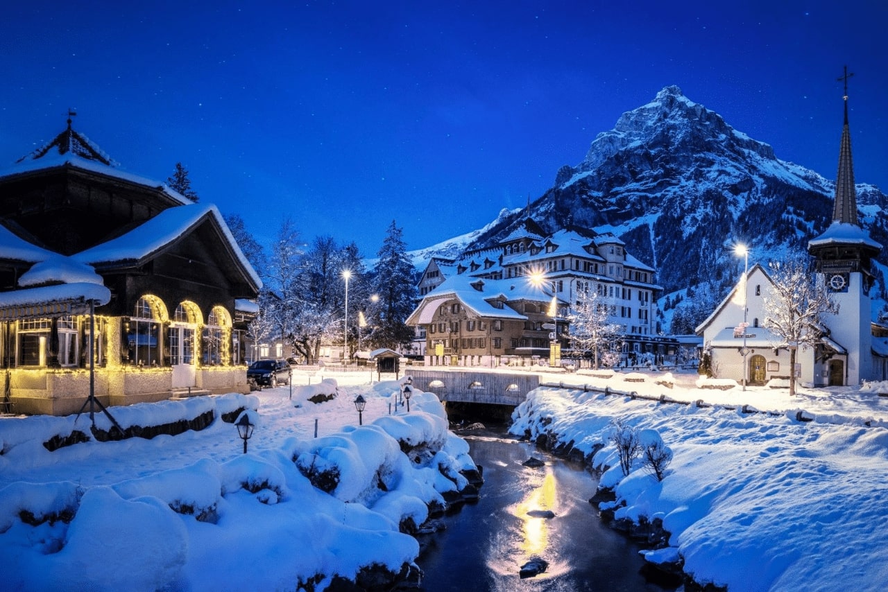 Khung cảnh lãng mạn ở Kandersteg về đêm