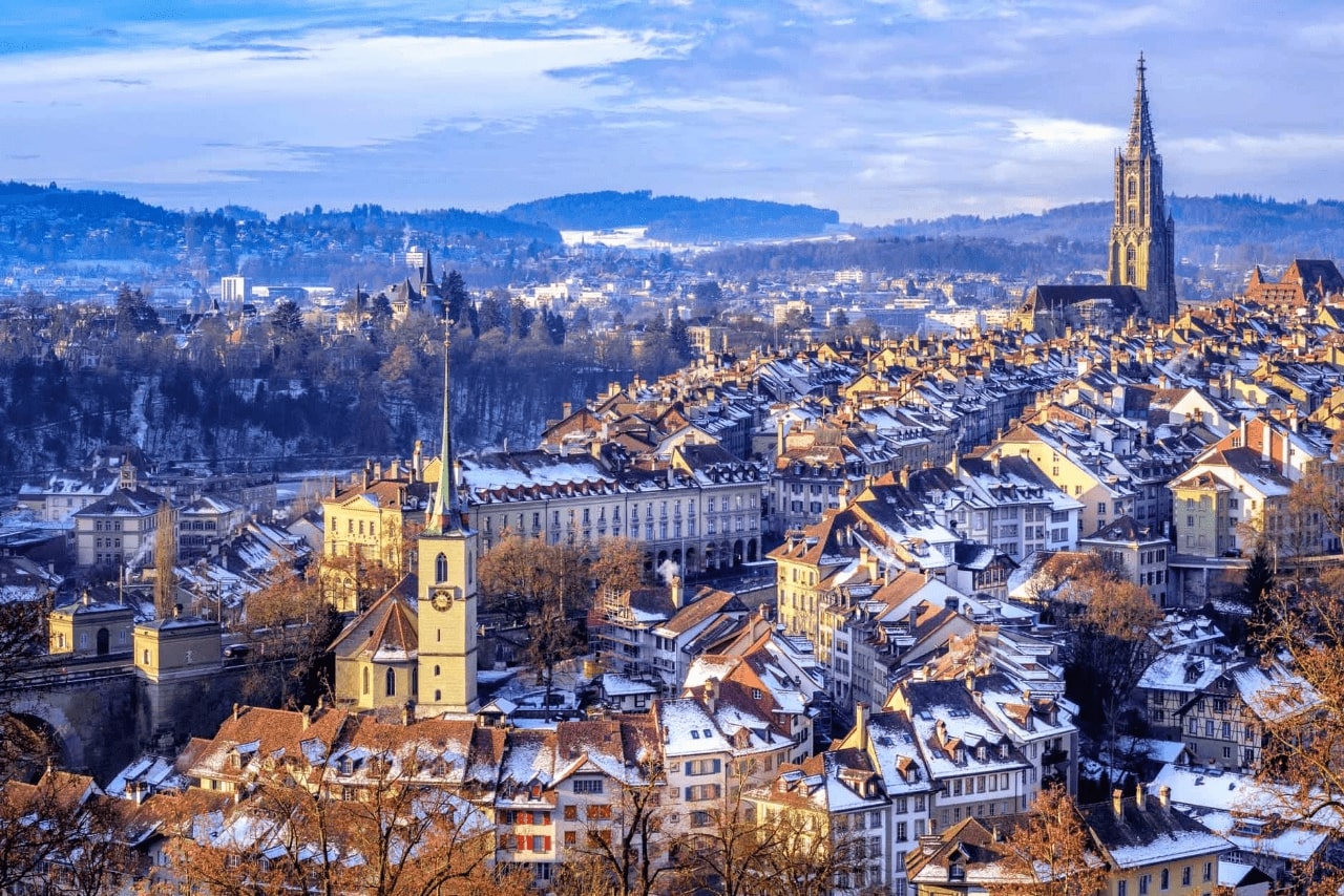 Thành phỗ cổ Bern yên bình vào mùa đông Thụy Sĩ